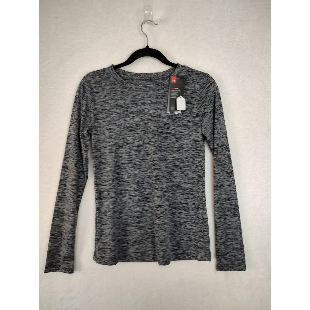 Under Armour HeatGear Space Dye Long Sleeve Active Top Black White XXS 1307488
